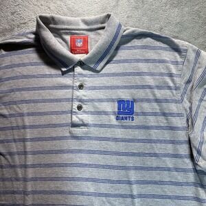 NEW YORK GIANTS Shirt Mens XL NFL Polo Shirt  Short Sleeve Men Grey Blue Striped